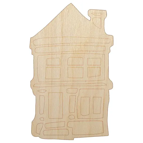 Small Cute Two Story House Home Unfinished Wood Shape Piece Cutout for DIY Craft Projects {2}