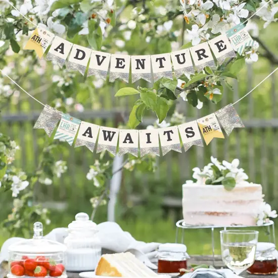 Big Dot of Happiness World Awaits - Travel Themed Party Mini Pennant Banner - Adventure Awaits {7}