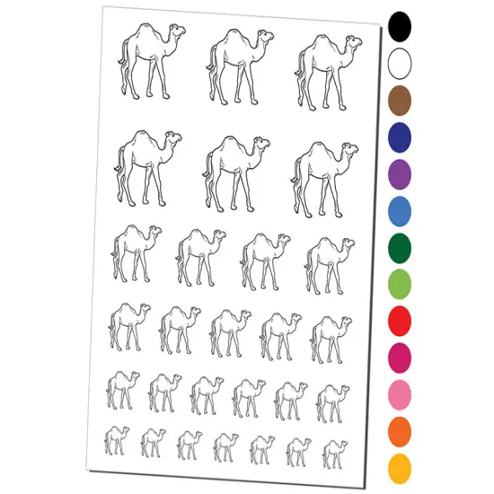 Dromedary Camel Temporary Tattoo Water Resistant Fake Body Art Set Collection Black {1}