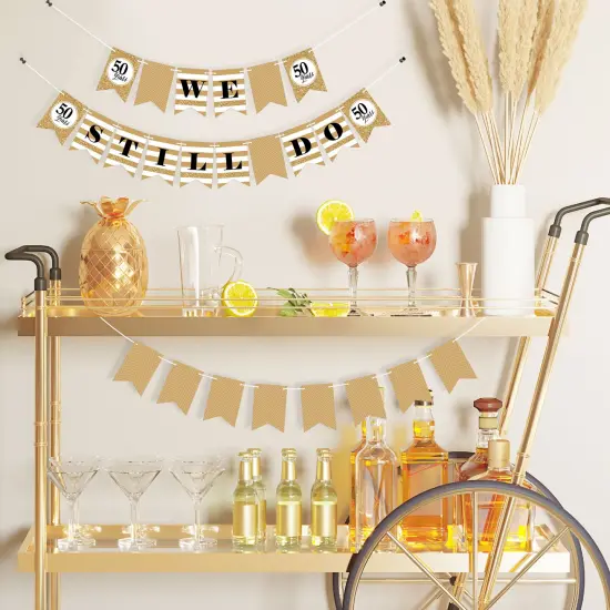 Big Dot of Happiness We Still Do - 50th Wedding Anniversary - Anniversary Party Mini Pennant Banner - We Still Do {3}