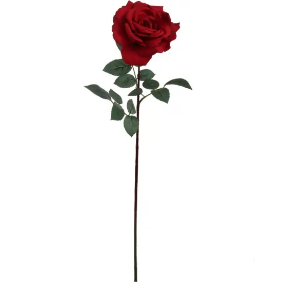Crimson Charm: 3-Pack of 30" Silk Red Queen Anne Rose Stems with Realistic Foliage and Stem - Perfect for Valentine's Day, Weddings, and DIY Floral Arrangements {1}