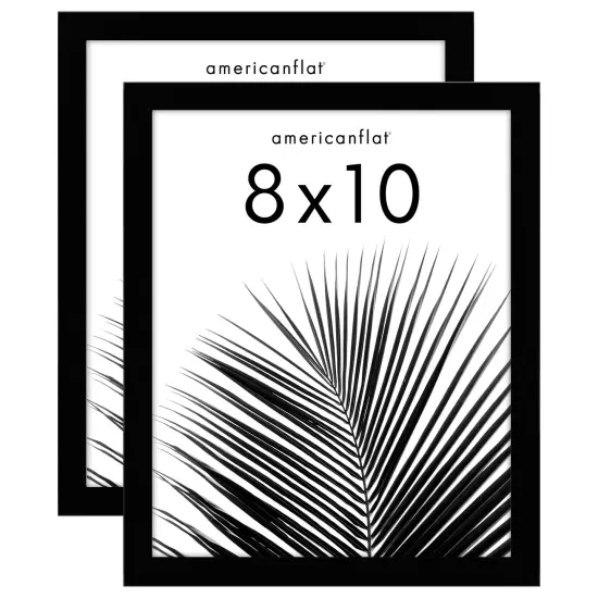 Americanflat 8x10 Picture Frames - Set of 2 - Photo Frames for Wall Display - Polished Plexiglass Cover - Hanging Hardware for Vertical and Horizontal Display - Includes Easel - Black {1}