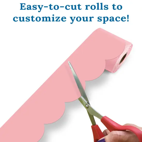 Carson Dellosa 65Ft of Dusty Rose Bulletin Board Borders, 1 Roll of Pink Scalloped Trim for Rolling Whiteboard, Cork and Posterboard, Party, Easter, Spring Decorations, and Classroom Decor {4}