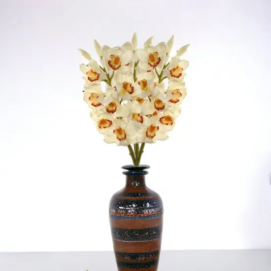 Cream Cymbidium Orchid Stem - 12-Pack, Real Touch Blooms, Elegant Floral D&eacute;cor, Perfect for Arrangements, Events & Home - Ideal for All Seasons, Floral Home by Artificial Flowers {3}