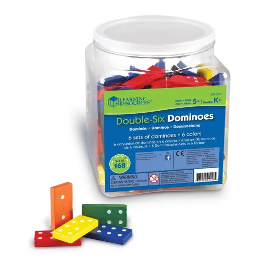 Double-Six Colored Dominoes in a Bucket, Set of 168 {3}