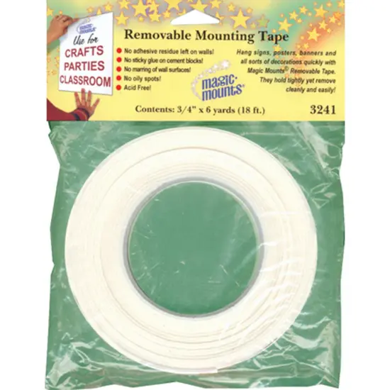 Removable Mounting Tape 0.75" x 18' Per Rolls, 2 Rolls {2}