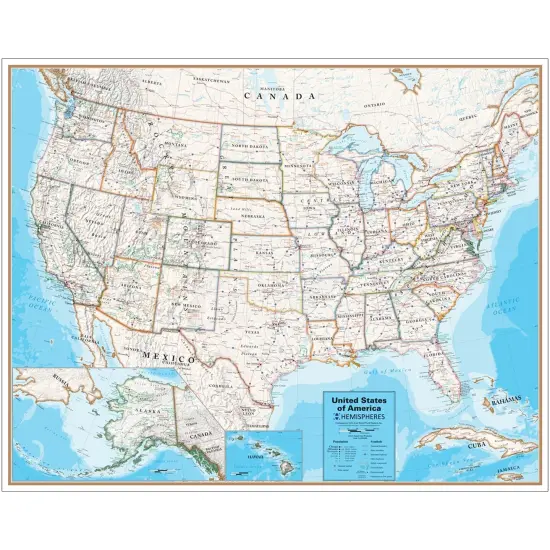 Contemporary Laminated Wall Map, United States {1}