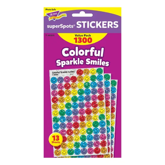 Colorful Sparkle Smiles superSpots&reg; Value Pack, 1300 Per Pack, 3 Packs {2}