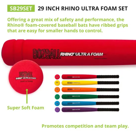 Rhino&reg; Ultra Foam 29-Inch Bat & Ball Set, Set of 6 {3}