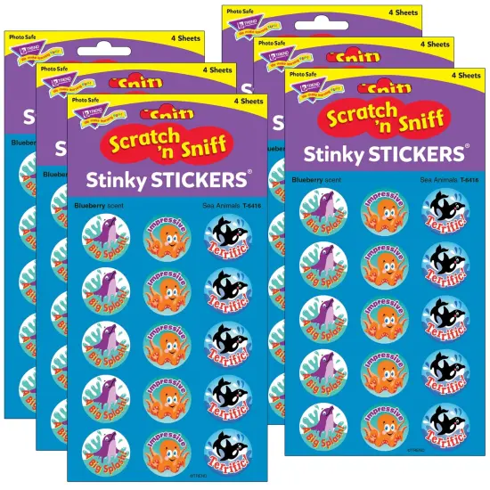 Sea Animals/Blueberry Stinky Stickers&reg;, 60 Per Pack, 6 Packs {1}