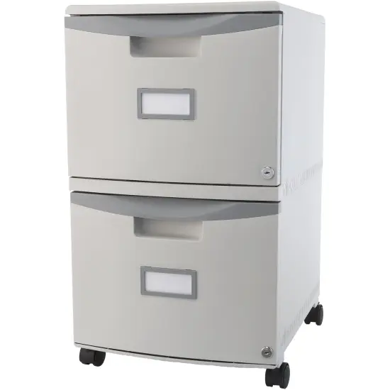 2 Drawer Mobile File Cabinet with Lock, Gray {1}
