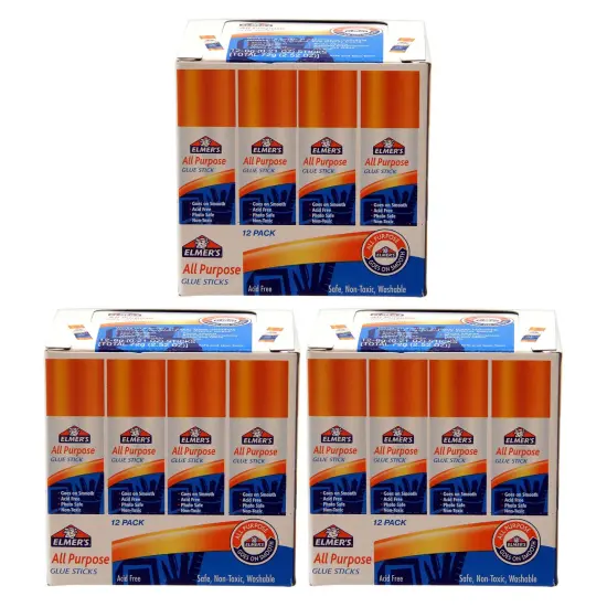 All Purpose Glue Stick, 0.21 oz, 12 Per Pack, 3 Packs {1}
