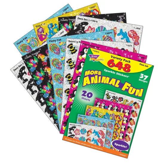 Animal Fun Sparkle Stickers&reg; Variety Pack, 648 Per Pack, 2 Packs {3}