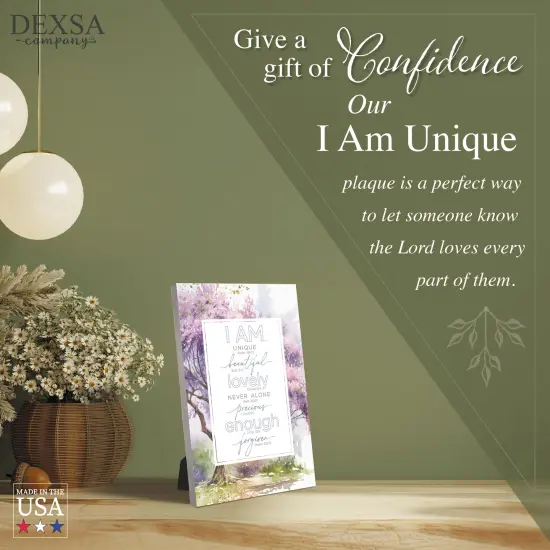 I Am Unique Wood Plaque with Easel and Hook Wall Tabletop Art - 6 inches x 9 inches {4}