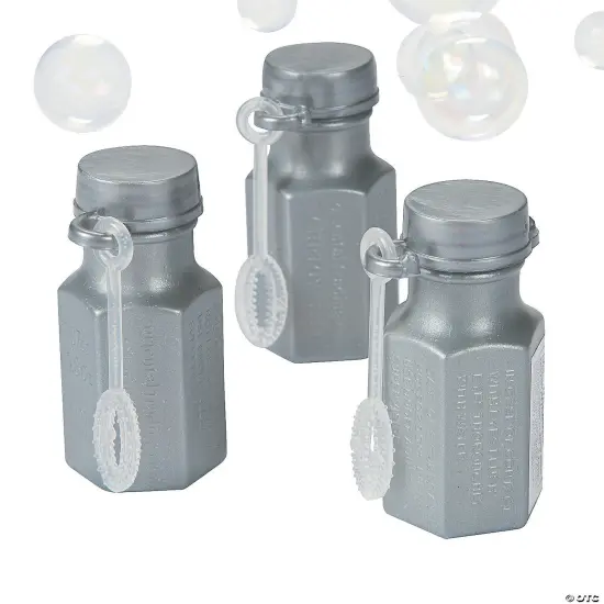Bulk 48 Pc. Mini Hexagon Bubble Bottles Silver {1}