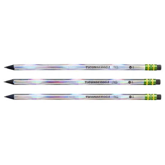 Noir Pencils, Holographic Foil on Black Wood, #2 Soft, Presharpened, 12 Per Pack, 3 Packs {5}