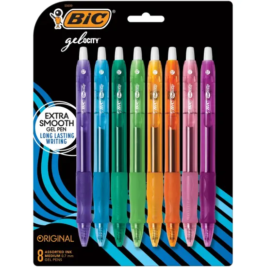 Gelocity Original Long Lasting Fashion Gel Pens, Medium Point (0.7mm) Assorted Ink, 8 Per Pack, 3 Packs {4}