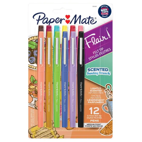 Flair, Scented Felt Tip Pens, Assorted Sunday Brunch Scents & Colors, 0.7mm, 12 Count {1}