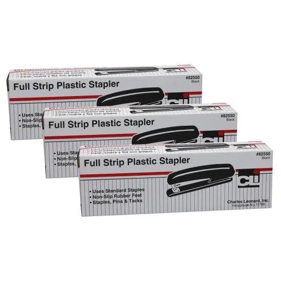 Full Strip Stapler, Black, Pack of 3 {1}