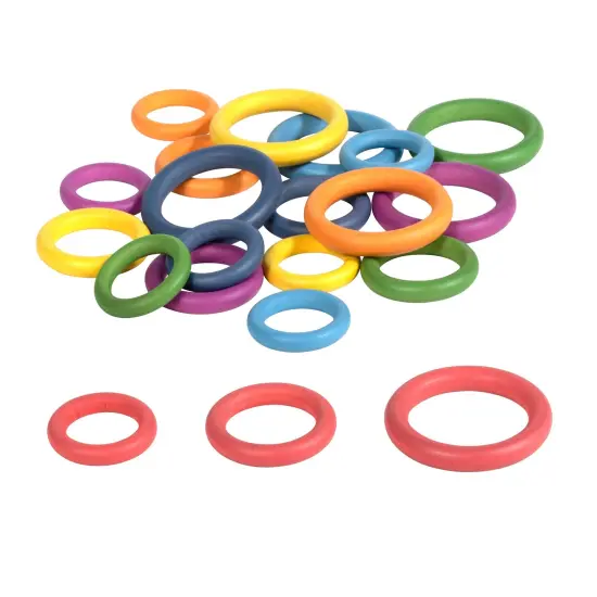 Rainbow Wooden Rings - Set of 21 - 3 Sizes - Counting and Sorting Rings {3}