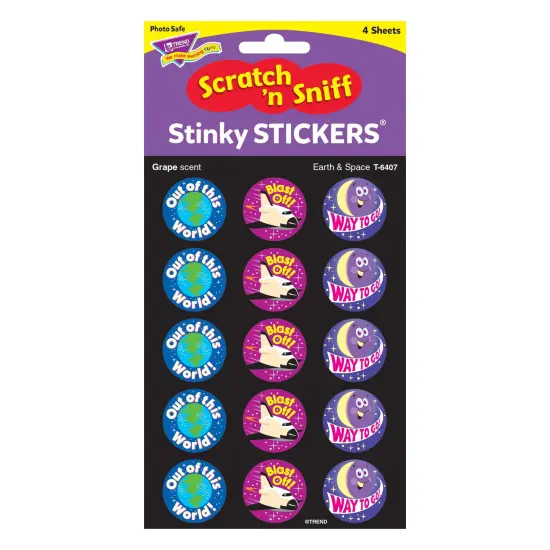 Earth & Space/Grape Stinky Stickers&reg;, 60 Per Pack, 12 Packs {3}