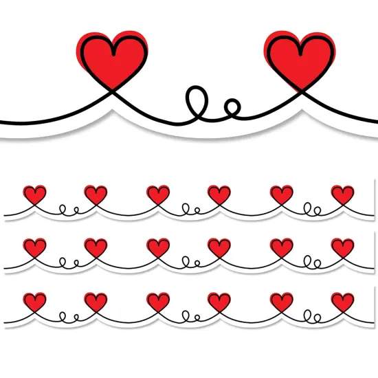 Doodle Hearts EZ Border, 48 Feet, 3 Packs {1}