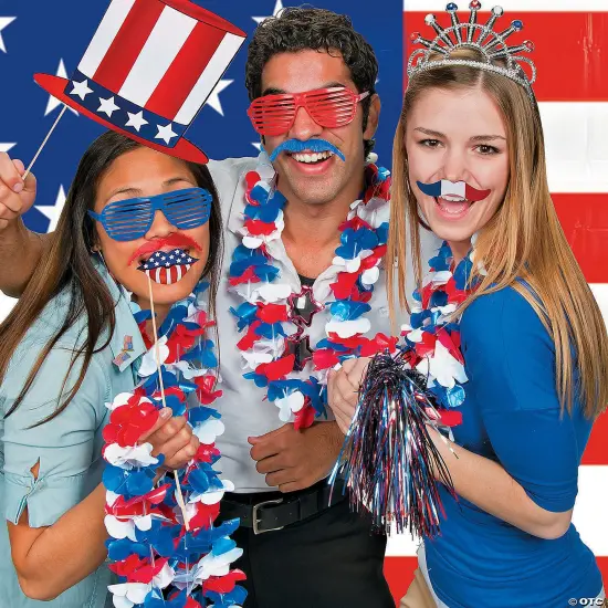 Patriotic Plastic Flower Leis {3}