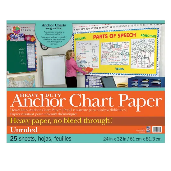 Heavy Duty Anchor Chart Paper, Non-Adhesive, White, Unruled 24" x 32", 25 Sheets {2}