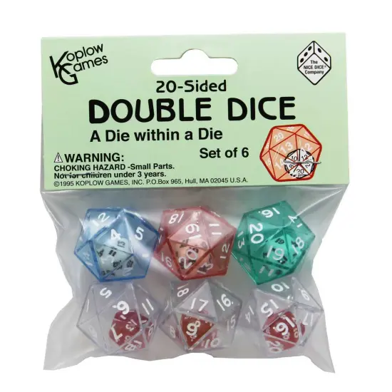20-Sided Double Dice Set, 6 Per Pack, 3 Packs {2}