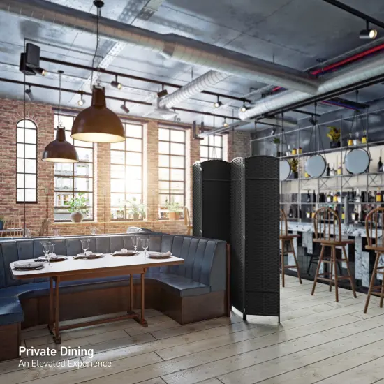 Sorbus 4 Panel Room Divider Panel, 6 ft. Tall Extra Wide Double Hinged Panels - Folding Privacy Screens Black {6}