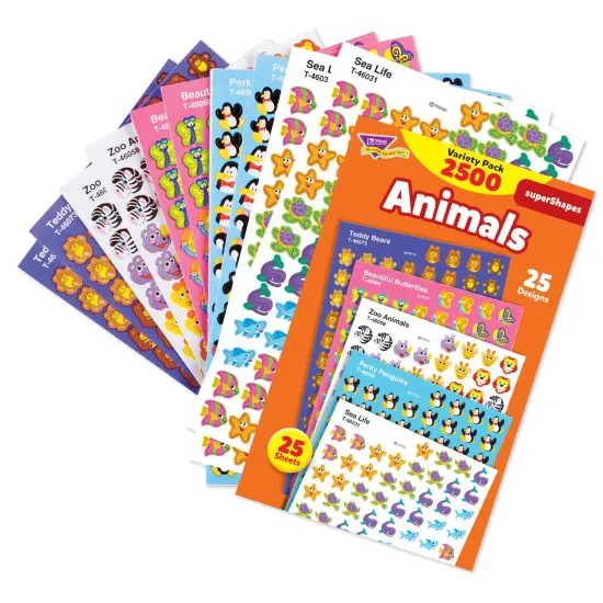 Animals superShapes Stickers Variety Pack, 2500 Per Pack, 3 Packs {4}