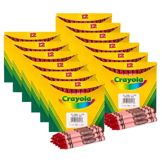 Bulk Crayons, Red, Regular Size, 12 Per Box, 12 Boxes {1}