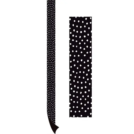 Black with White Painted Dots Magnetic Border, 24 Feet Per Pack, 3 Packs {3}