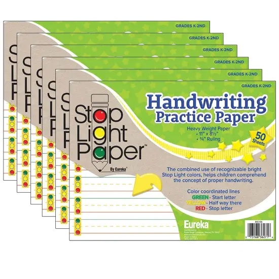 Stop Light Paper Practice Paper Notepad, 50 Sheets, Pack of 6 {1}