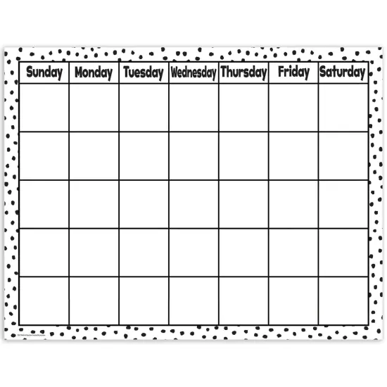 Black Painted Dots on White Calendar Chart, 17" x 22", Pack of 6 {2}