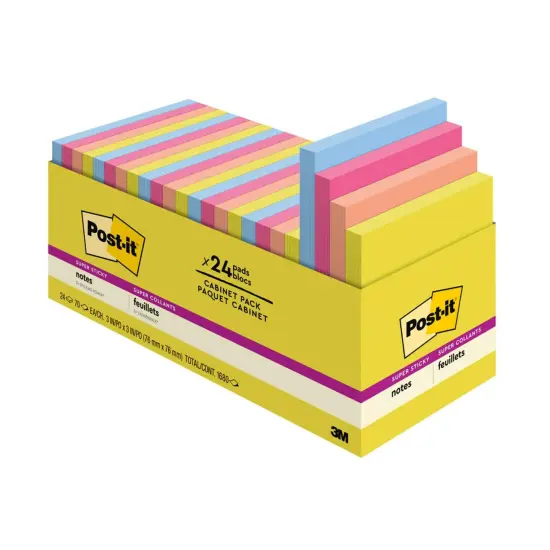 Super Sticky Notes - Summer Joy Collection - 3" x 3" Plain, 24-Pack {1}