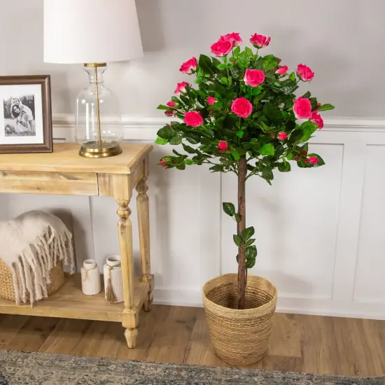 Northlight 47" Potted Green and Pink Artificial Rose Tree {1}