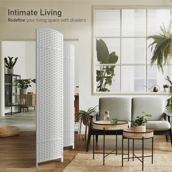 Sorbus 4 Panel Room Divider Panel, 6 ft. Tall Extra Wide Double Hinged Panels - Folding Privacy Screens White {3}