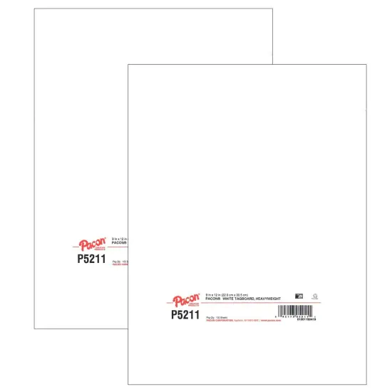 Heavyweight Tagboard, White, 9" x 12", 100 Sheets Per Pack, 2 Packs {1}