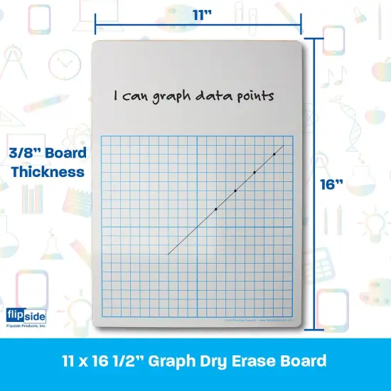 1/2" Graph Dry Erase Board, 11" x 16" Single, Pack of 3 {4}