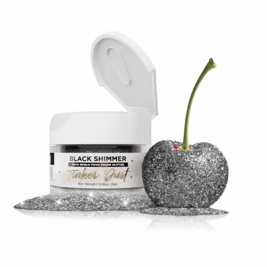 Bakell - Black Tinker Dust Edible Glitter (5g, 1x Jar) for Food, Desserts, and Beverages! {1}