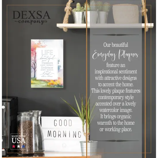 Life Is A Beautiful Wood Plaque with Easel and Hook Wall Tabletop Art - 6 inches x 9 inches {2}