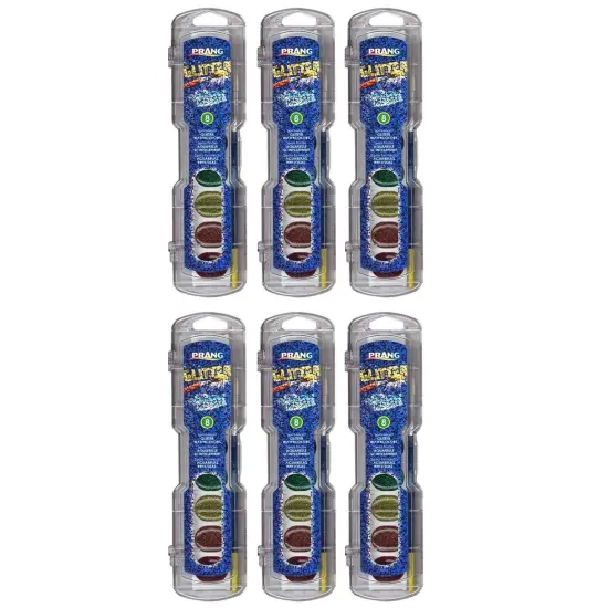 Washable Watercolors Set, 8 Assorted Glitter Colors w/Brush, Pack of 6 {1}