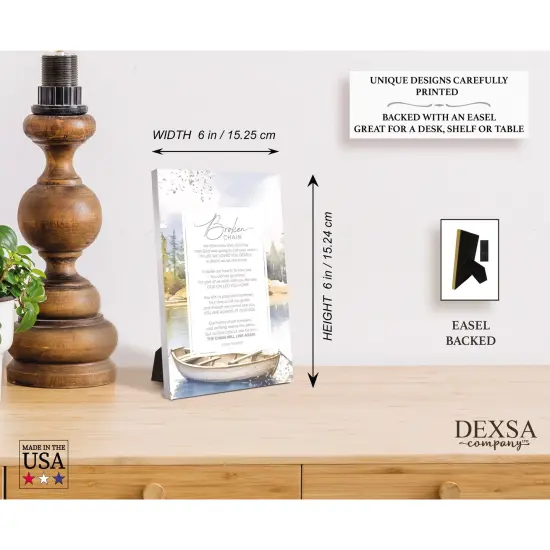 Broken Chain Wood Plaque with Easel and Hook Wall Tabletop Art - 6 inches x 9 inches {5}