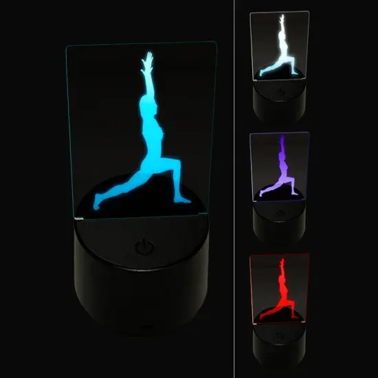 Yoga High Lunge Pose 3D Illusion LED Night Light Sign Nightstand Desk Lamp {1}