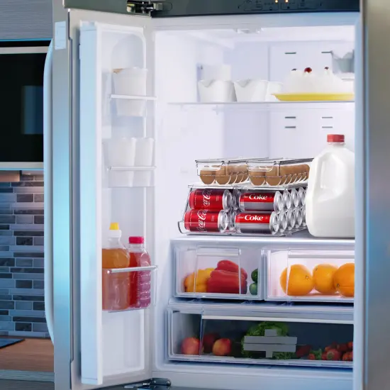 Sorbus Soda Can Organizer for Refrigerator & Egg Holder for Fridge Set - 2 Stackable Can Holder Dispenser Holds 12 Cans Each & 2 Egg Holders with Lid holds 14 eggs for Fridge, Pantry, Freezer, BPA-Free {3}