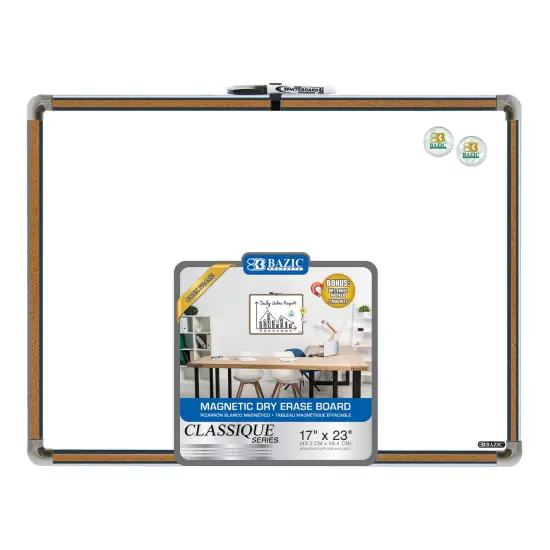 Cork Framed Magnetic Dry Erase Board with Marker & 2 Magnets, 17" x 23" {1}