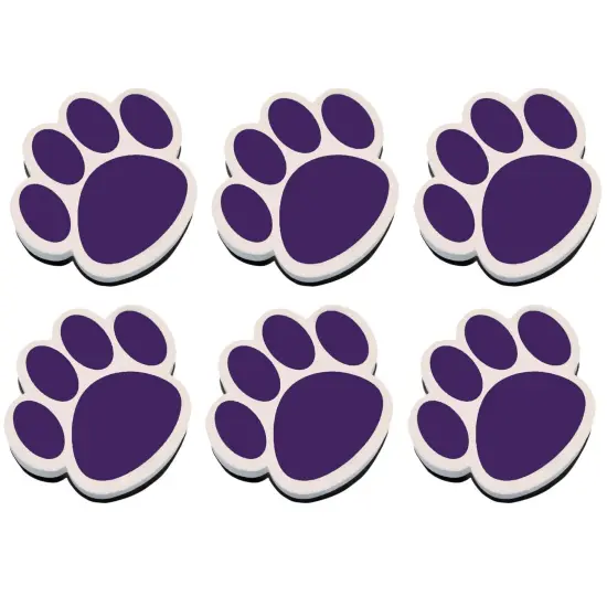 Magnetic Whiteboard Eraser, Purple Paw, Pack of 6 {1}
