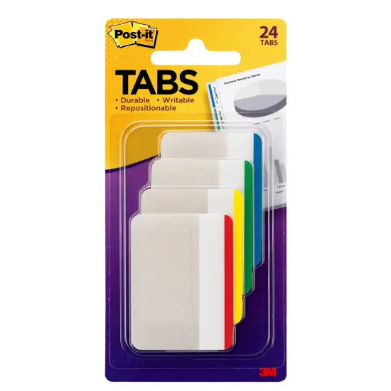 Tabs, Assorted Primary Colors, 24 Per Pack, 6 Packs {2}