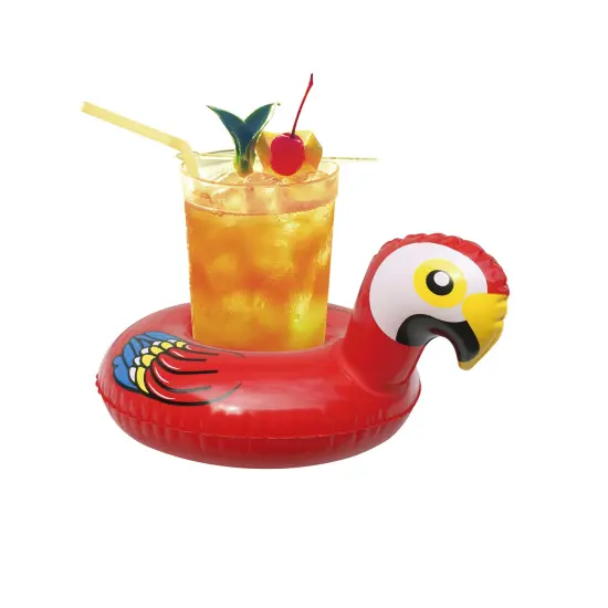 Northlight 10" Inflatable Parrot Swimming Pool Floating Drink Holder Red {4}